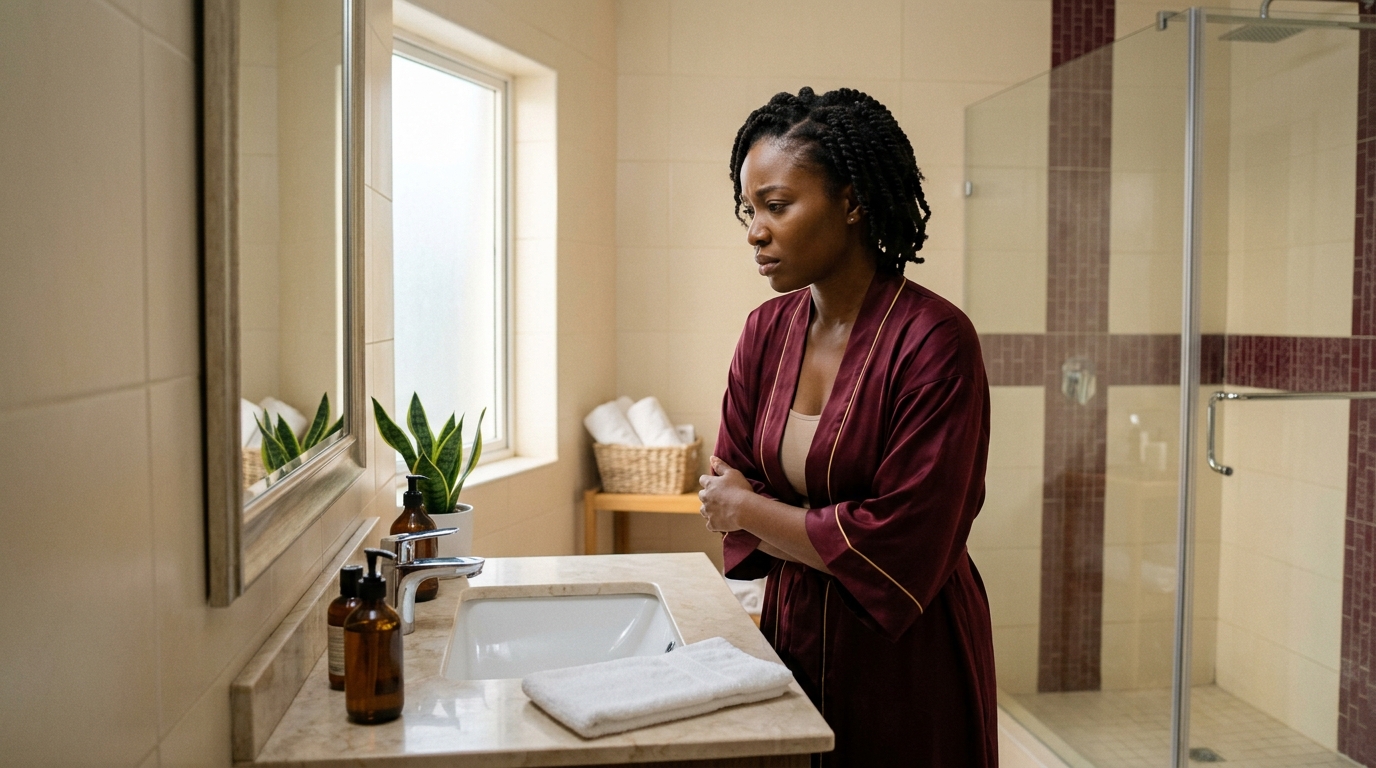 Woman reading a private women's health guide